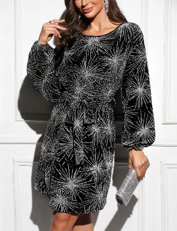 Rochie scurta SHEIN, negru/argintiu