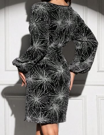 Rochie scurta SHEIN, negru/argintiu