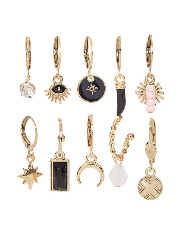 Set Cercei 10 bucati Trendz, auriu