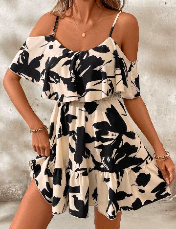 Rochie scurta SHEIN, crem/negru