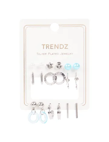 Set Cercei 9 perechi Trendz, argintiu