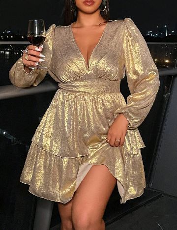 Rochie scurta SHEIN CURVE, auriu