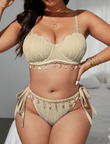 Costum de baie SHEIN CURVE, crem