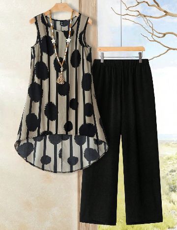 Compleu SHEIN CURVE, negru/crem