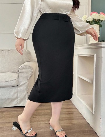 Fusta SHEIN CURVE, negru