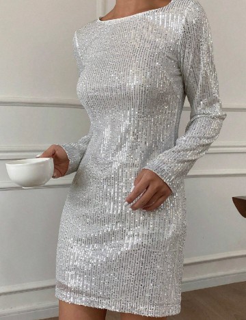 Rochie scurta Dazy, argintiu