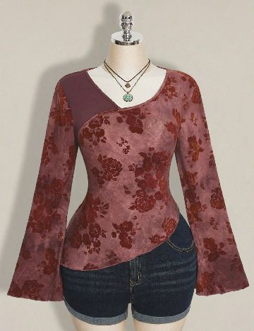 Bluza SHEIN CURVE, roz pudra inchis