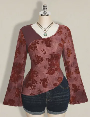 Bluza SHEIN CURVE, roz pudra inchis