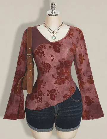 Bluza SHEIN CURVE, roz pudra inchis