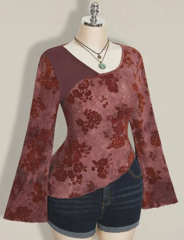 Bluza SHEIN CURVE, roz pudra inchis