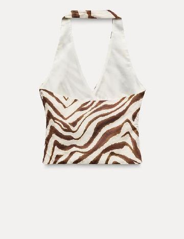 Top Zara, alb/maro