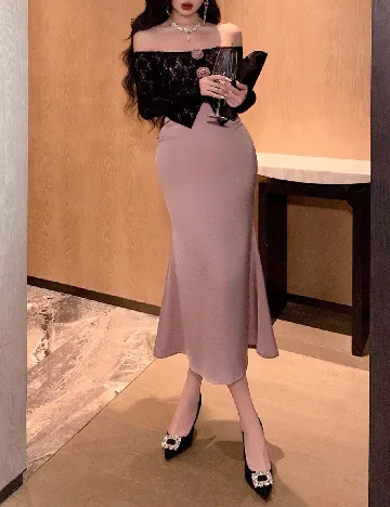 Rochie medie SHEIN, roz pudra inchis/negru