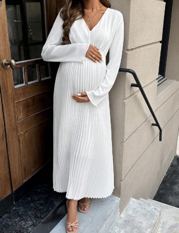 Rochie lunga SHEIN Maternity, alb