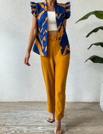 Compleu SHEIN, mustar/albastru