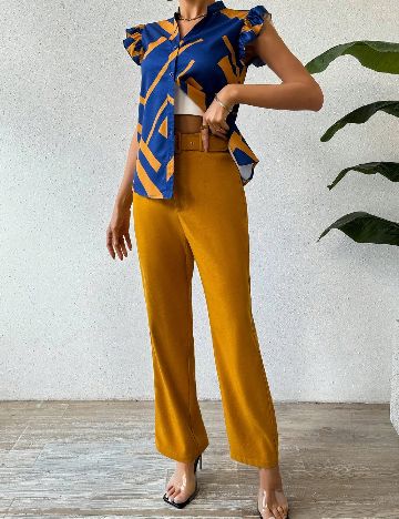 Compleu SHEIN, mustar/albastru