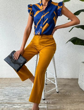 Compleu SHEIN, mustar/albastru