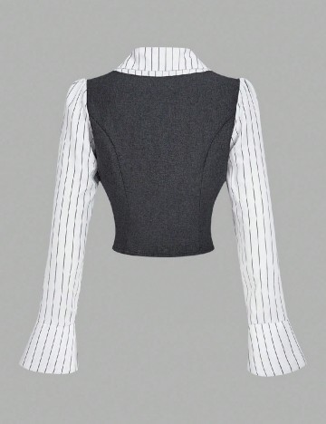 Camasa SHEIN, alb/gri inchis