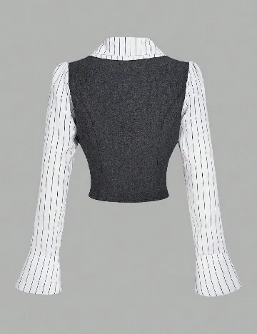 Camasa SHEIN, alb/gri inchis