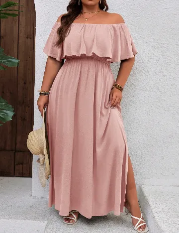 Rochie lunga SHEIN CURVE, roz pudra inchis