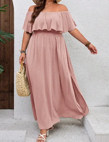 Rochie lunga SHEIN CURVE, roz pudra inchis