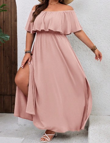 Rochie lunga SHEIN CURVE, roz pudra inchis