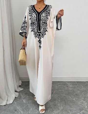 Rochie lunga SHEIN, ecru/negru