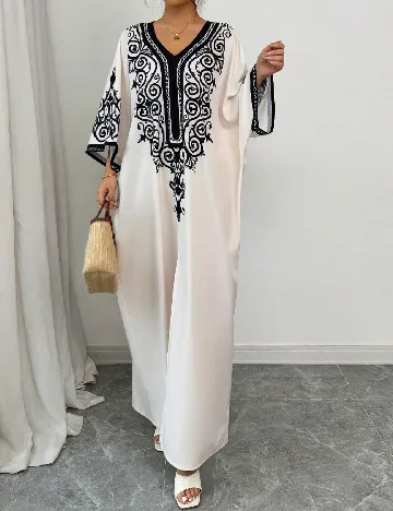 Rochie lunga SHEIN, ecru/negru