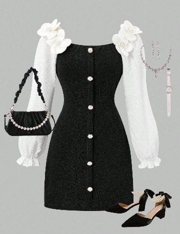 Rochie Shein Kids, alb/negru