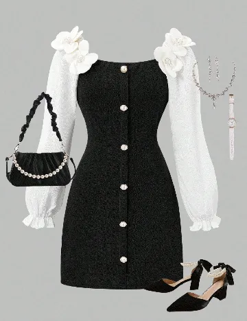 Rochie Shein Kids, alb/negru