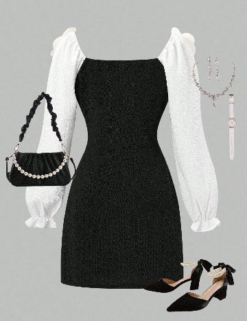 Rochie Shein Kids, alb/negru