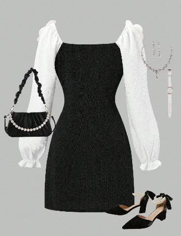 Rochie Shein Kids, alb/negru