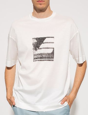 Tricou Oversize Emporio Armani, alb