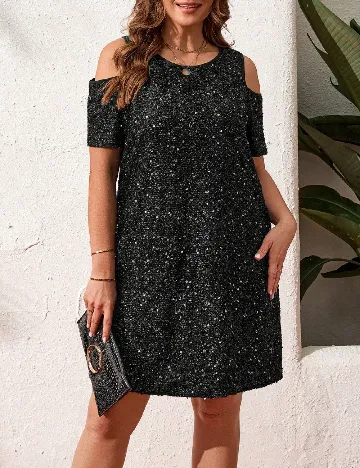 Rochie scurta Emery Rose Curve, negru