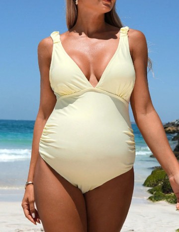 Costum de baie SHEIN Maternity, galben deschis