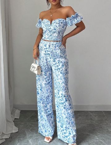 Compleu SHEIN, albastru/alb