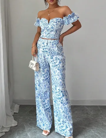 Compleu SHEIN, albastru/alb