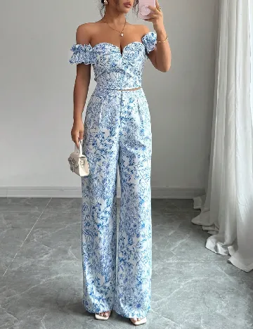 Compleu SHEIN, albastru/alb