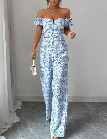 Compleu SHEIN, albastru/alb