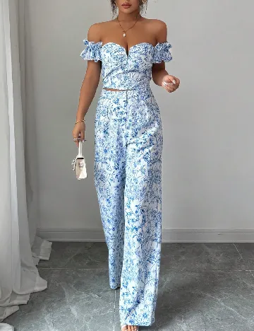 Compleu SHEIN, albastru/alb