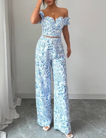 Compleu SHEIN, albastru/alb