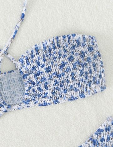 Costum de baie SHEIN, albastru/alb