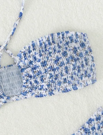 Costum de baie SHEIN, albastru/alb