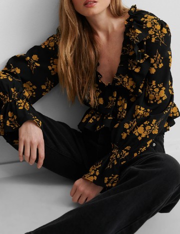 Bluza NA-KD, negru/portocaliu