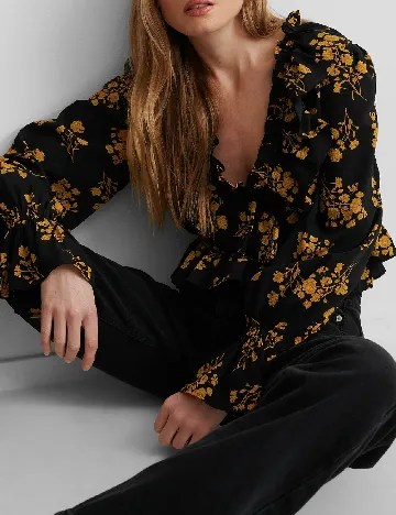 Bluza NA-KD, negru/portocaliu