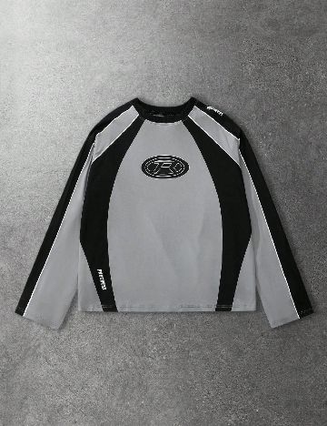 Bluza Oversize Romwe, gri/negru