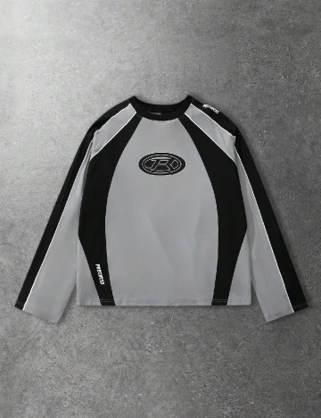 Bluza Oversize Romwe, gri/negru