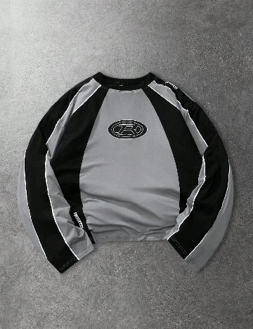 Bluza Oversize Romwe, gri/negru