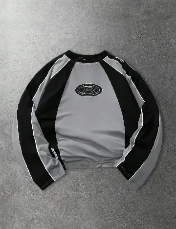 Bluza Oversize Romwe, gri/negru