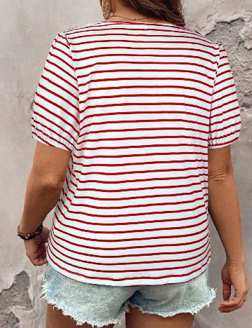 Tricou SHEIN CURVE, alb/rosu