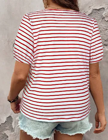 Tricou SHEIN CURVE, alb/rosu